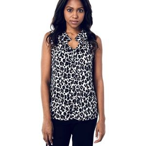 NEW Design Loft Sheer Leopard Print Ruffle Top